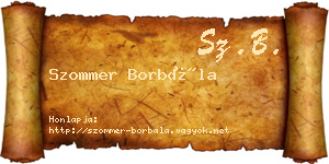 Szommer Borbála névjegykártya